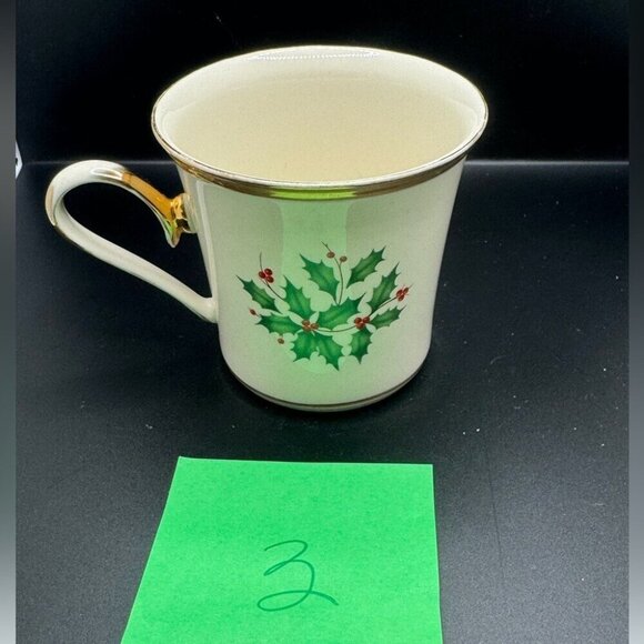 Lenox holiday dimension collection Festive Holly Mug with Gold Trim listing #3 - Picture 5 of 5